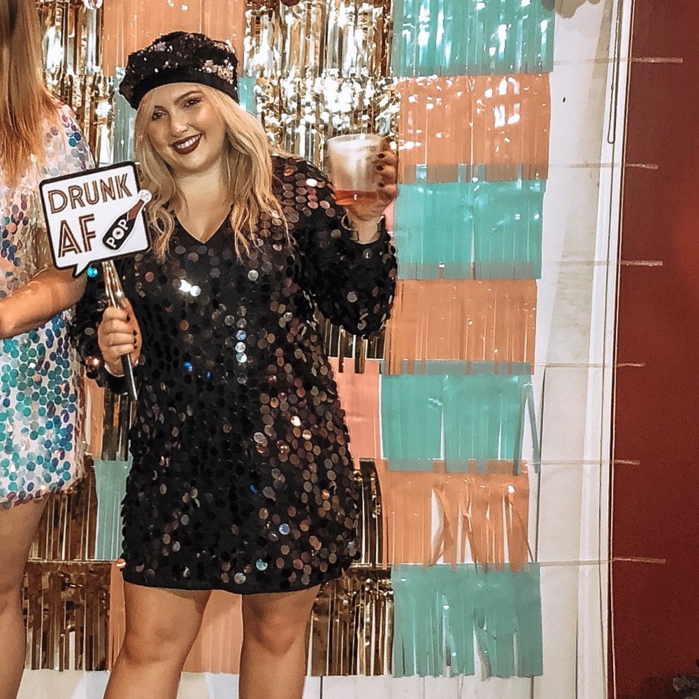 Boohoo Black Sequined Dress